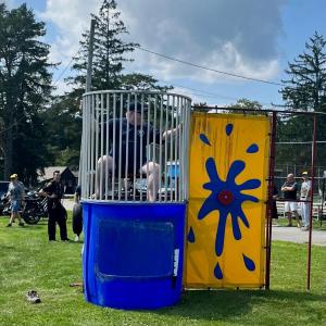 Fire Chief Howard Rice in dunk tank