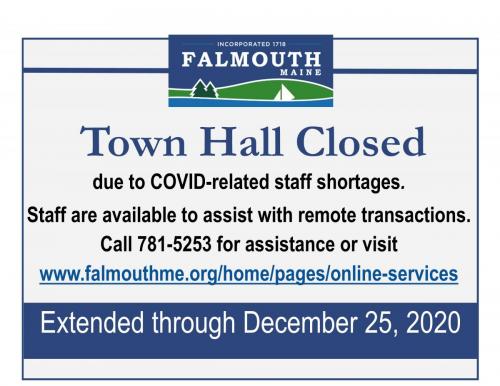 Town Hall Closed Thru 12/25