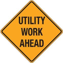 Yellow Utility Work Ahead Road Sign