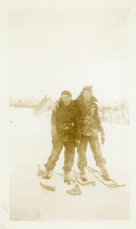 Circa 1930 Image of two men snowshoeing