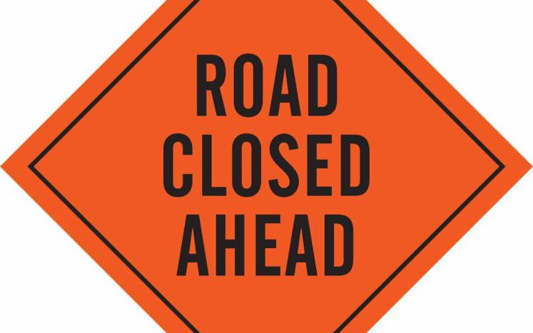 Orange Road Closed Sign
